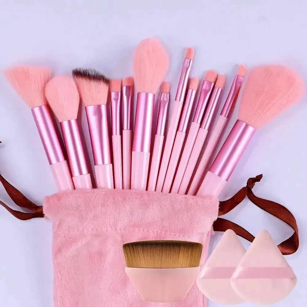 Conjunto de Pincéis de Maquiagem Macios e Fofos Profissionais para Base, Pó e Sombra, Estilo Kabuki, para Esfumar Maquiagem - Ferramenta de Beleza para Maquiagem