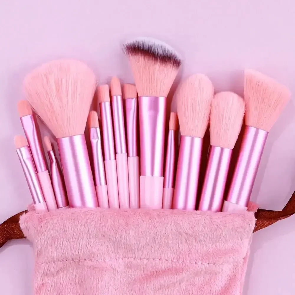 Conjunto de Pincéis de Maquiagem Macios e Fofos Profissionais para Base, Pó e Sombra, Estilo Kabuki, para Esfumar Maquiagem - Ferramenta de Beleza para Maquiagem