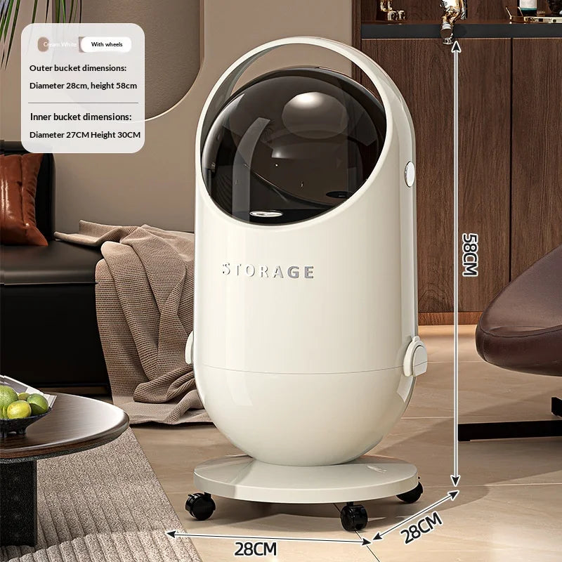 Lixeira de aço inoxidável de grande capacidade com sensor sem toque e tampa de fechamento suave. Ideal para cozinha, banheiro e sala de estar.