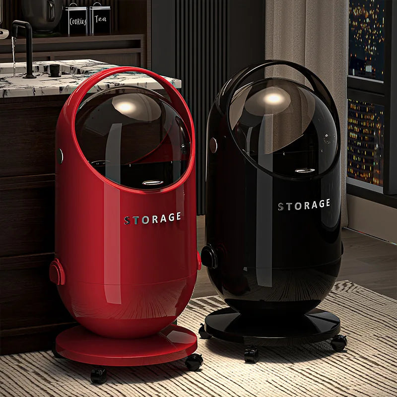 Lixeira de aço inoxidável de grande capacidade com sensor sem toque e tampa de fechamento suave. Ideal para cozinha, banheiro e sala de estar.
