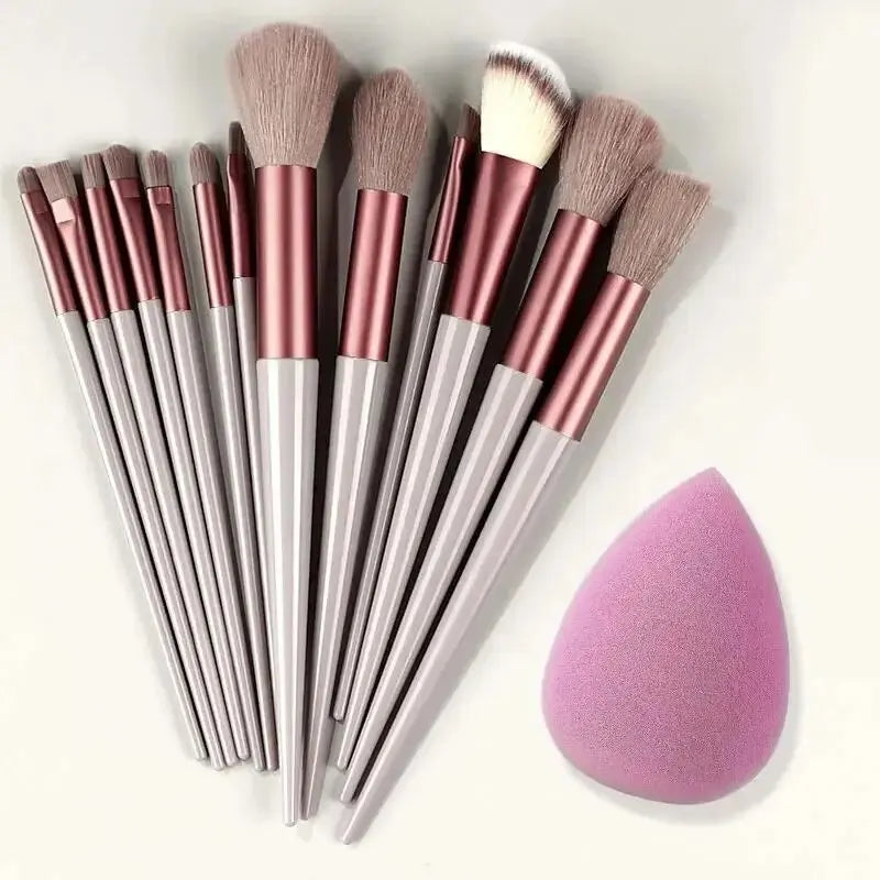 Conjunto de Pincéis de Maquiagem Macios e Fofos Profissionais para Base, Pó e Sombra, Estilo Kabuki, para Esfumar Maquiagem - Ferramenta de Beleza para Maquiagem