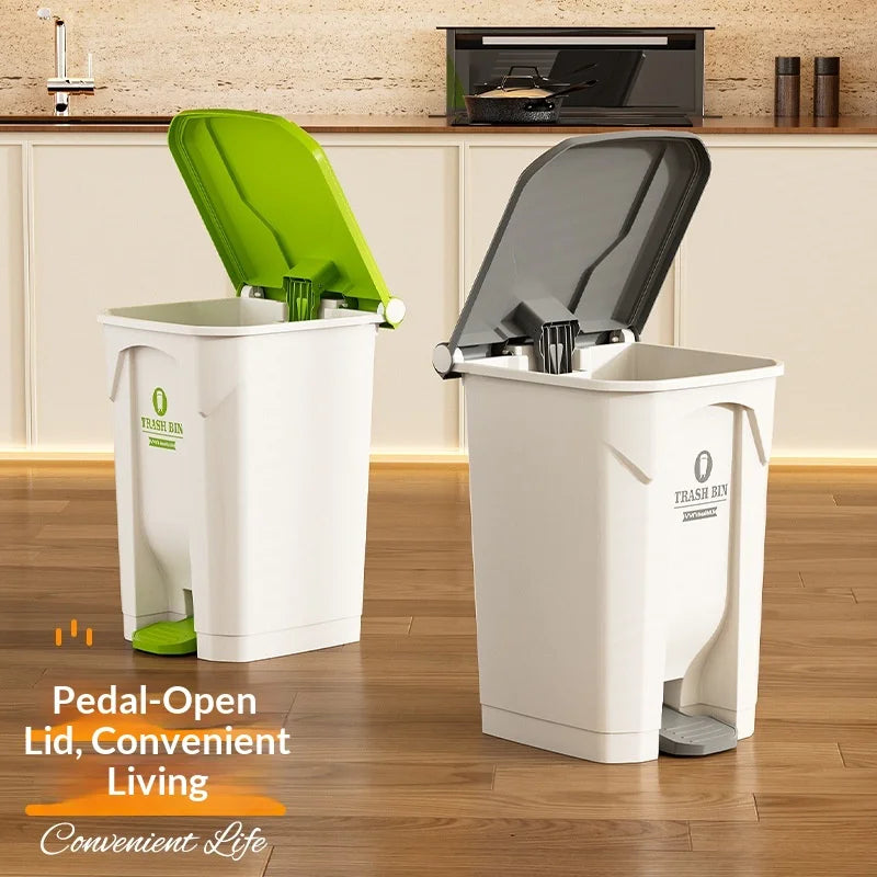 Lixeira Pia de grande capacidade com pedal, 20L, 30L e 50L, para uso comercial, doméstico, cozinha, jardim e áreas externas. Possui tampa, acionamento sem contato e grande capacidade.
