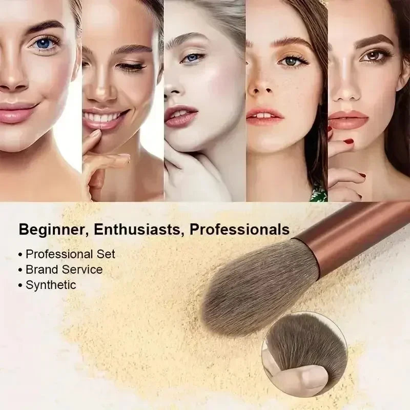 Conjunto de Pincéis de Maquiagem Macios e Fofos Profissionais para Base, Pó e Sombra, Estilo Kabuki, para Esfumar Maquiagem - Ferramenta de Beleza para Maquiagem