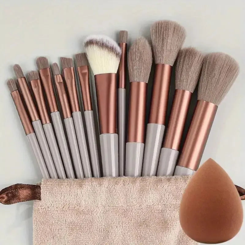 Conjunto de Pincéis de Maquiagem Macios e Fofos Profissionais para Base, Pó e Sombra, Estilo Kabuki, para Esfumar Maquiagem - Ferramenta de Beleza para Maquiagem