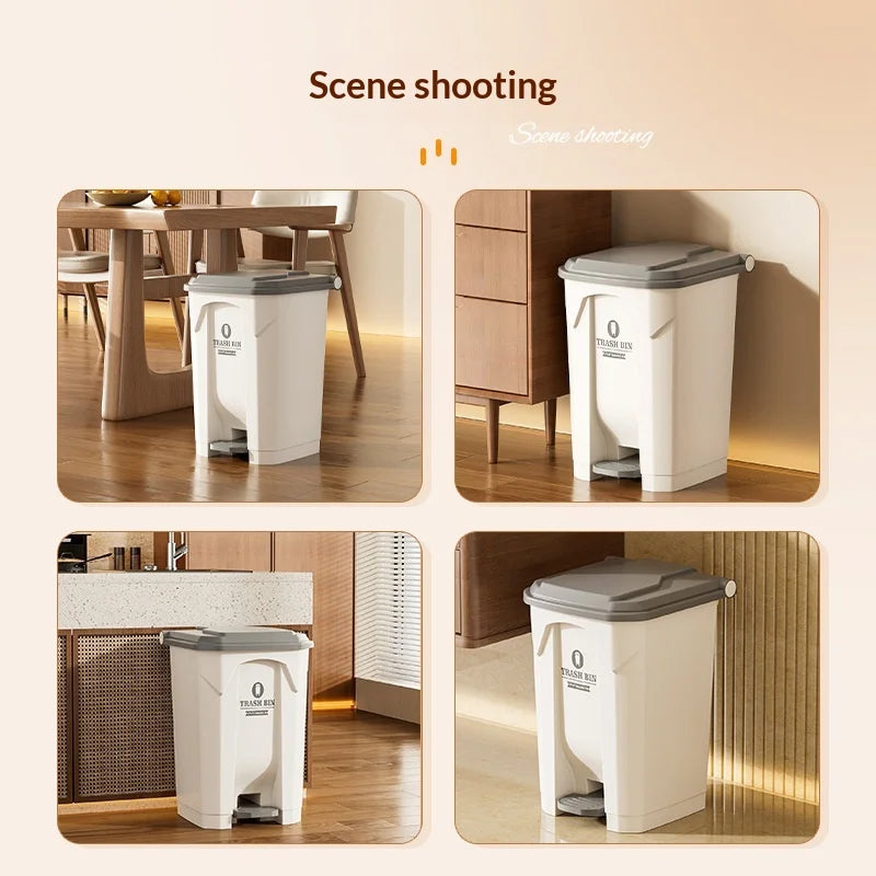 Lixeira Pia de grande capacidade com pedal, 20L, 30L e 50L, para uso comercial, doméstico, cozinha, jardim e áreas externas. Possui tampa, acionamento sem contato e grande capacidade.