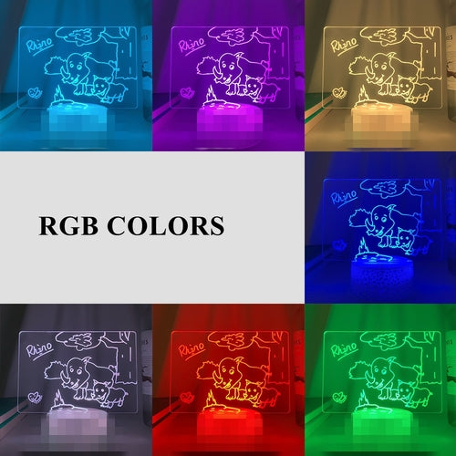 Abajur de mesa de madeira com quadro de mensagens para decoração de quarto de menina.