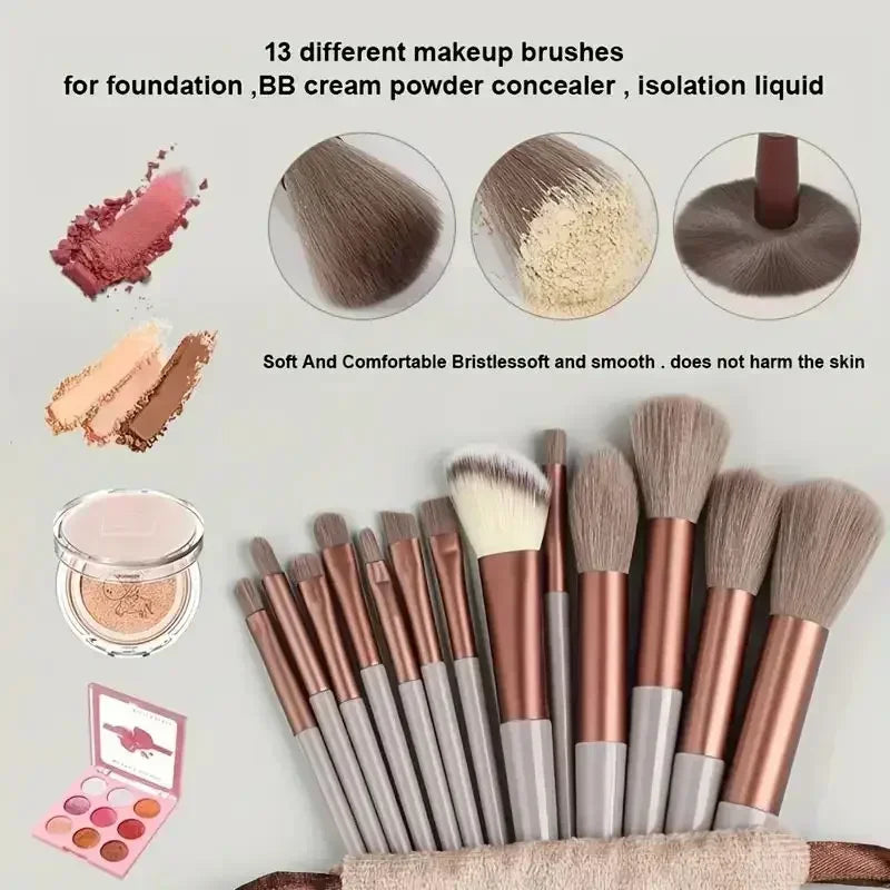 Conjunto de Pincéis de Maquiagem Macios e Fofos Profissionais para Base, Pó e Sombra, Estilo Kabuki, para Esfumar Maquiagem - Ferramenta de Beleza para Maquiagem