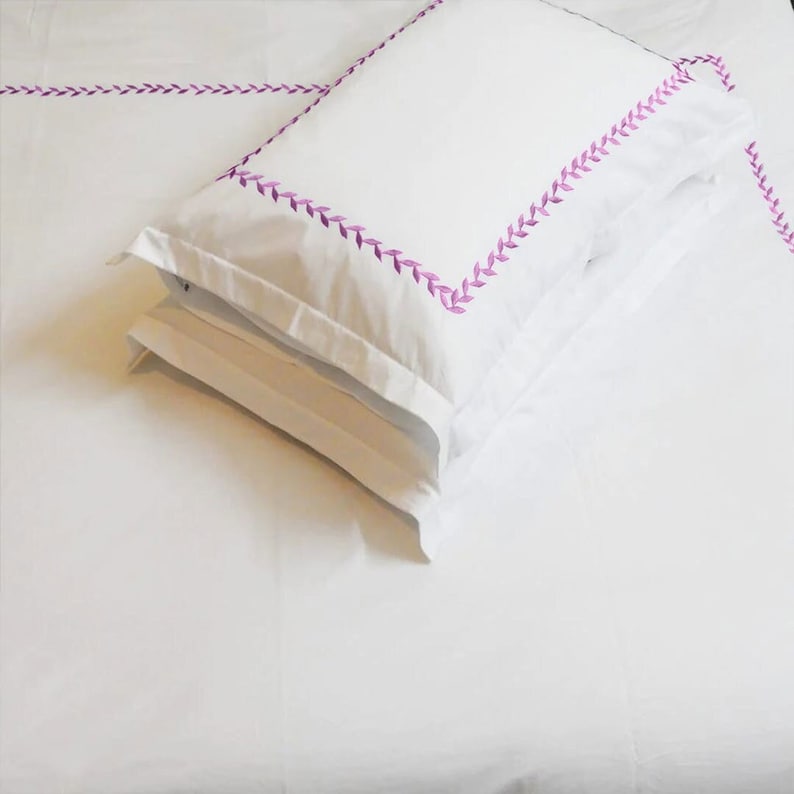 Folhas de Salgueiro - Conjunto de Capa de Edredom com Bordado em Linho Puro