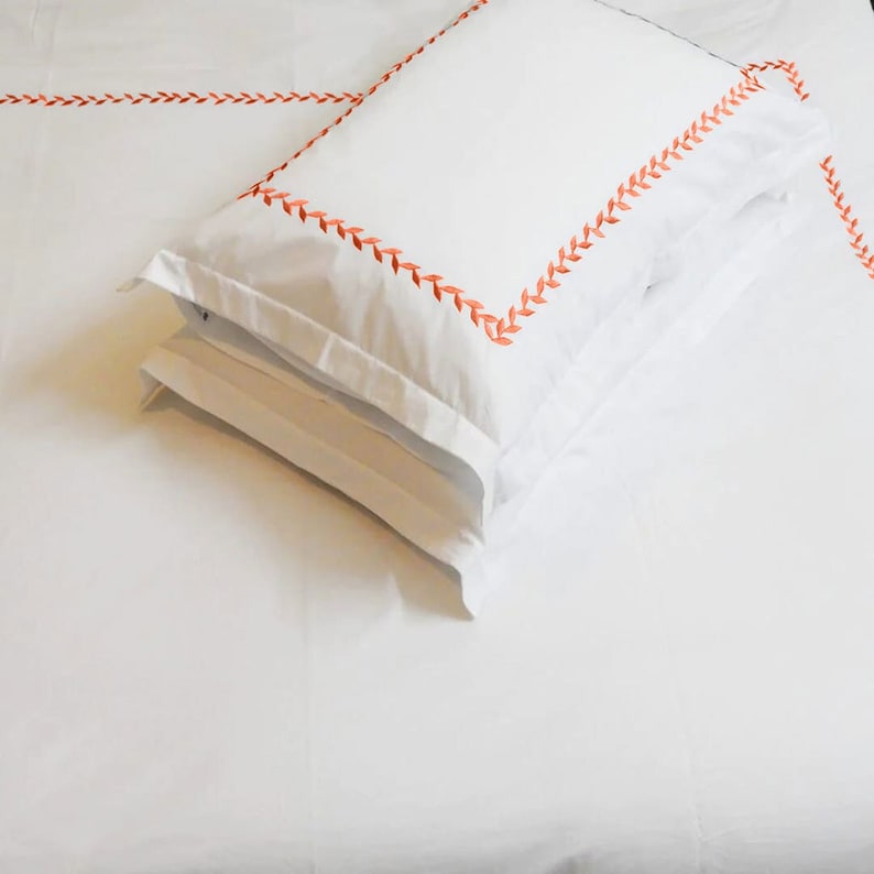 Folhas de Salgueiro - Conjunto de Capa de Edredom com Bordado em Linho Puro